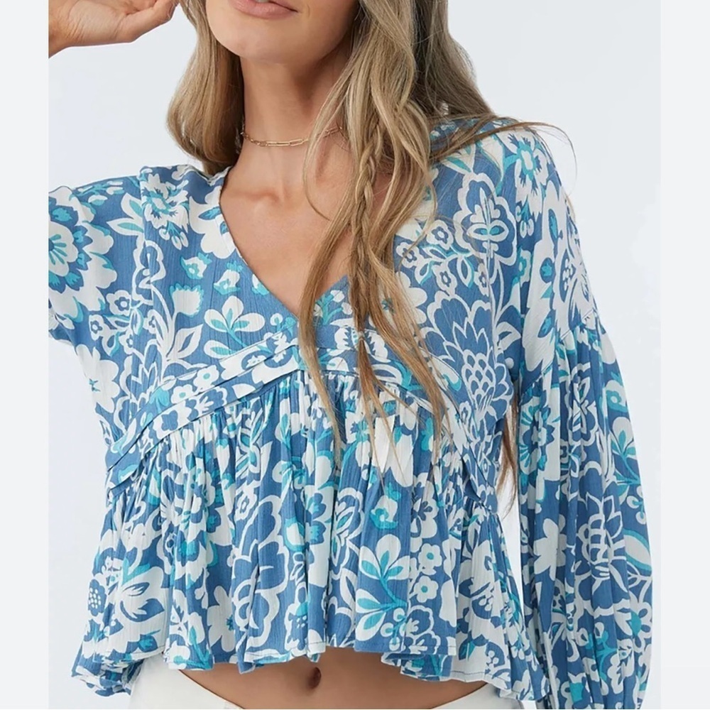 NEW O'Neill women's Mary twiggy print peasant crop top floral size M